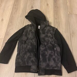 Appaman Gray and Black Hooded Puffer Jacket